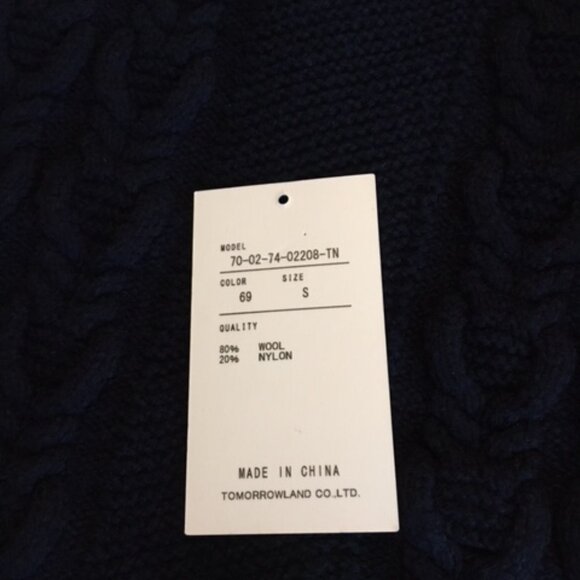 Navy wool turtleneck cable sweater by Tomorrowland, Small - Picture 8 of 8